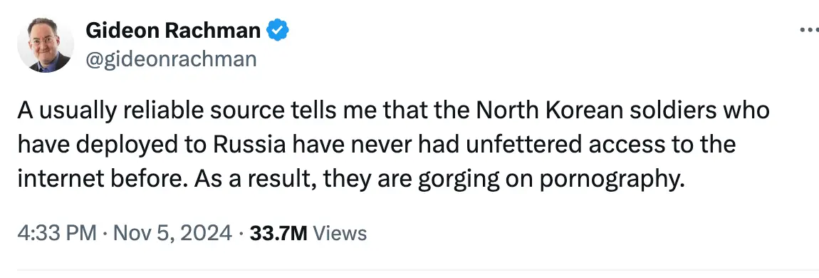 Rachman shared his source's intel on X (X/@gideonrachman)