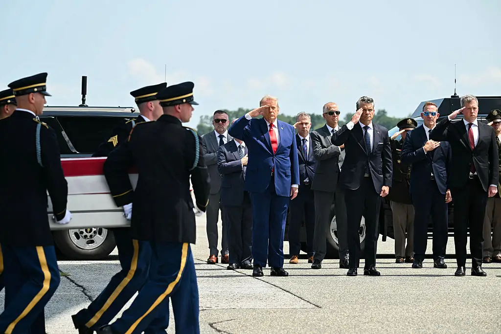 Trump at the transfer ceremony for four fallen US soldiers (SAUL LOEB / AFP via Getty Images)