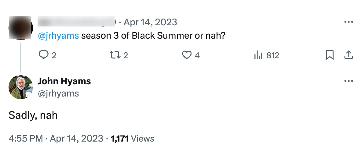 Filmmaker John Hyams confirmed there won't be another season. (X)