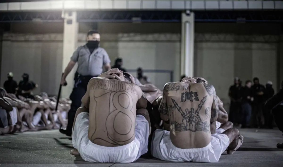 The prison has been described by officials as a 'concrete and steel pit' (Handout/Presidencia El Salvador via Getty Images)