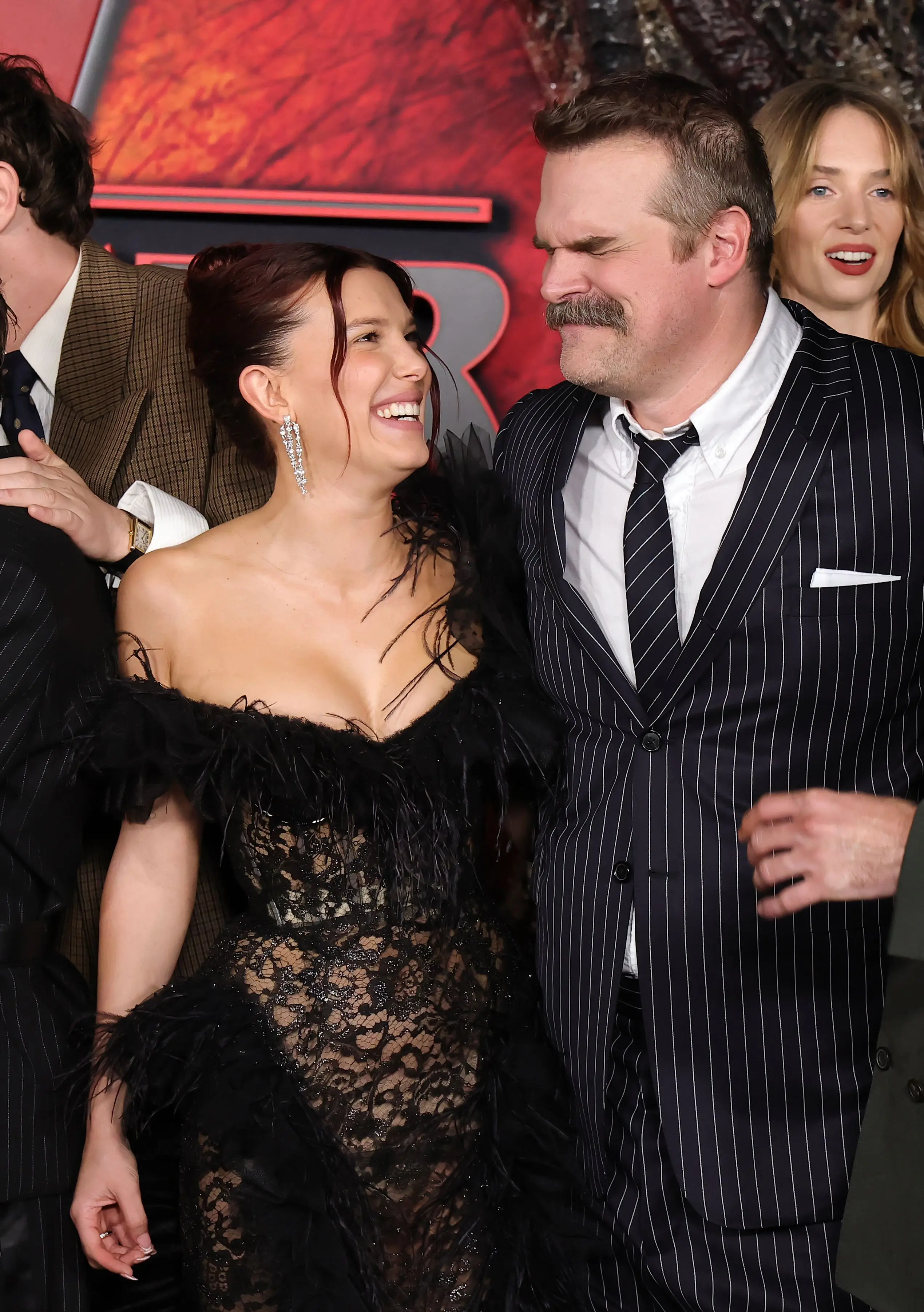 David Harbour and Millie Bobby Brown were all smiles on the red carpet despite rumors (Kevin Winter/Getty Images)