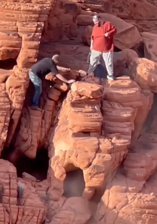 The tourists knocked two rocks down from the formation (Facebook/ Lake Mead National Recreation Area - National Park Service) 