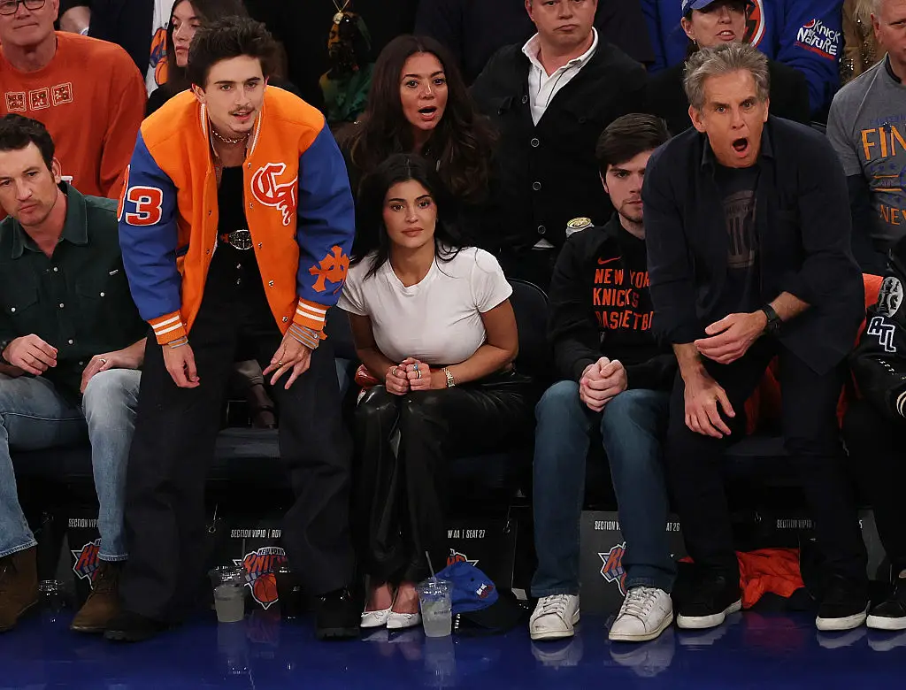 Timothée Chalamet and Kylie Jenner joined other celebs to watch the Knicks last night (Al Bello/Getty Images)