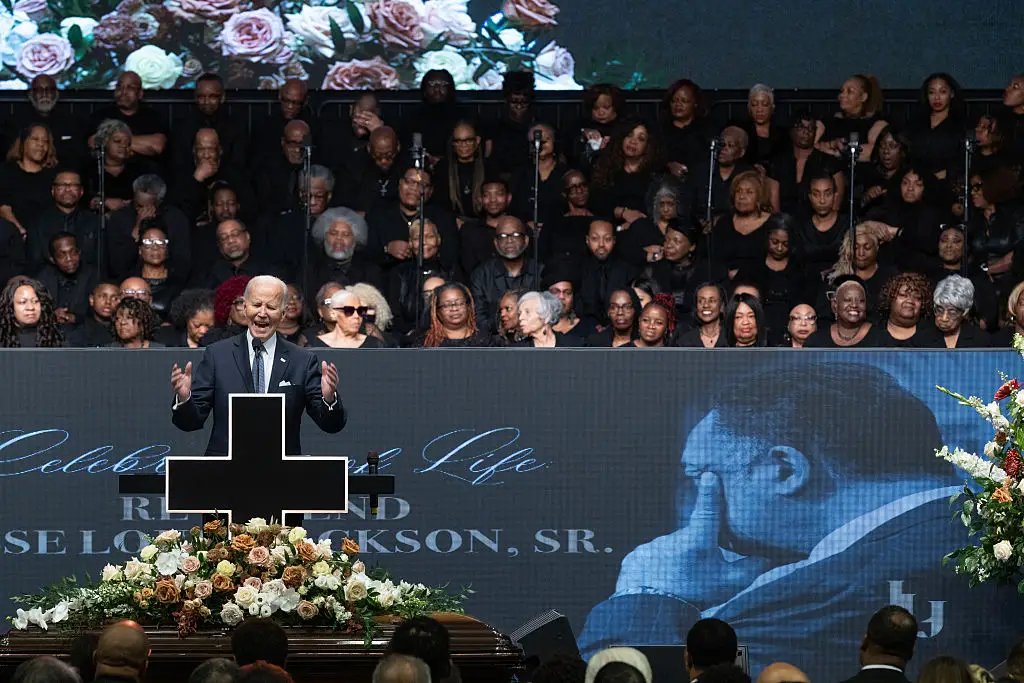 Biden was among a number of speakers at the memorial service (Scott Olson/Getty Images)
