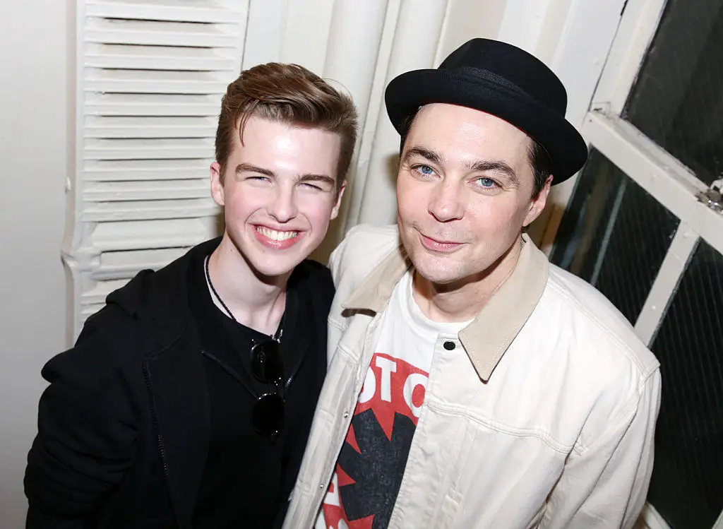 Iain Armitage, of 'Young Sheldon', pictured with Jim Parsons, who played 'Sheldon' in 'The Big Bang Theory', earlier this year (Bruce Glikas/WireImage)