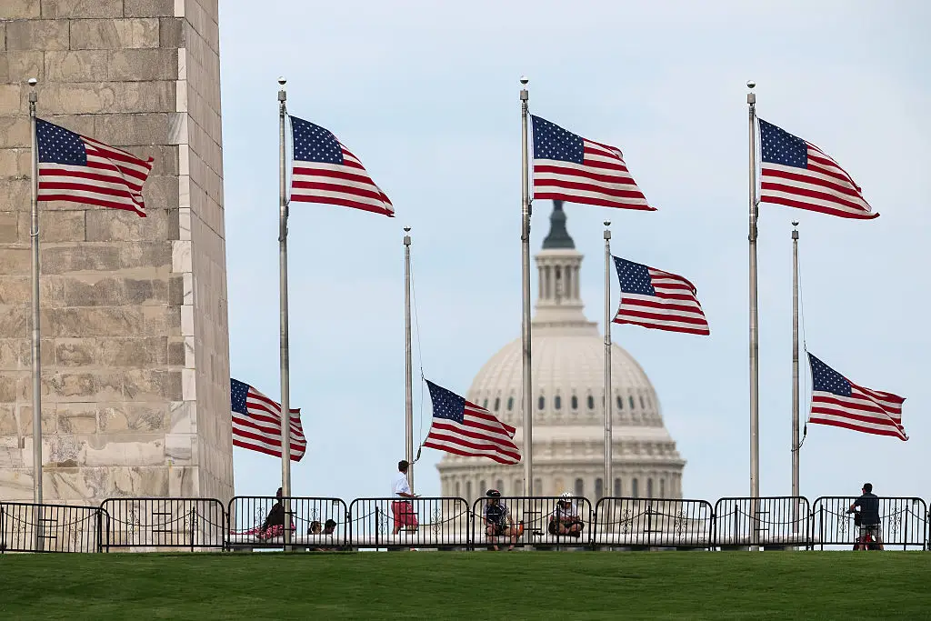 Donald Trump has ordered flags across the US to be flown at half mast following the passing of Dolly Parton (Photo by Finn Gomez/Getty Images)