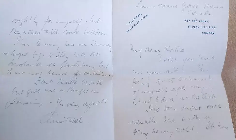 The letter was addressed to 'my dear Katie'.