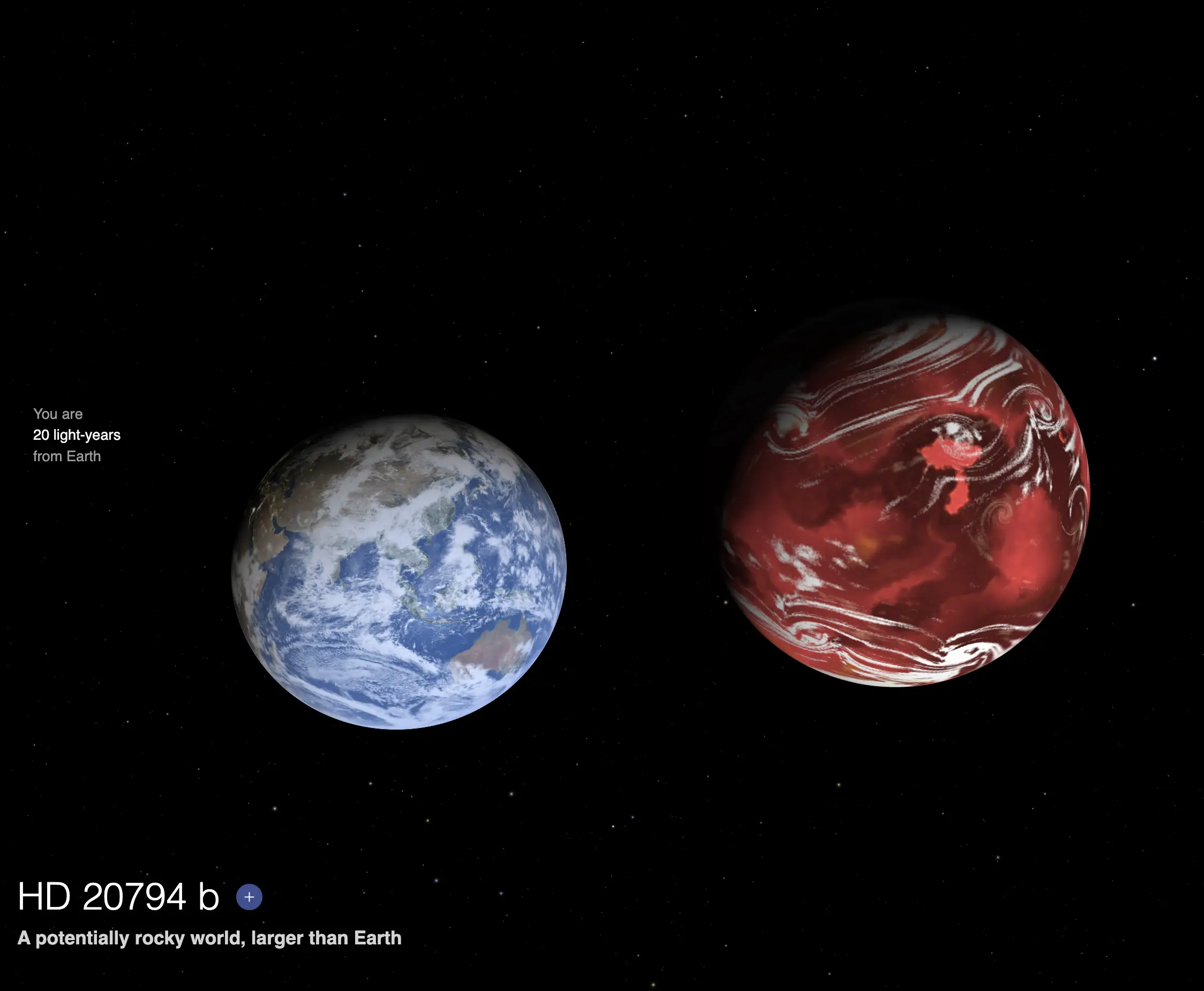 Earth next to the exoplanet 'HD 20794 d', which may possibly host alien life (NASA)
