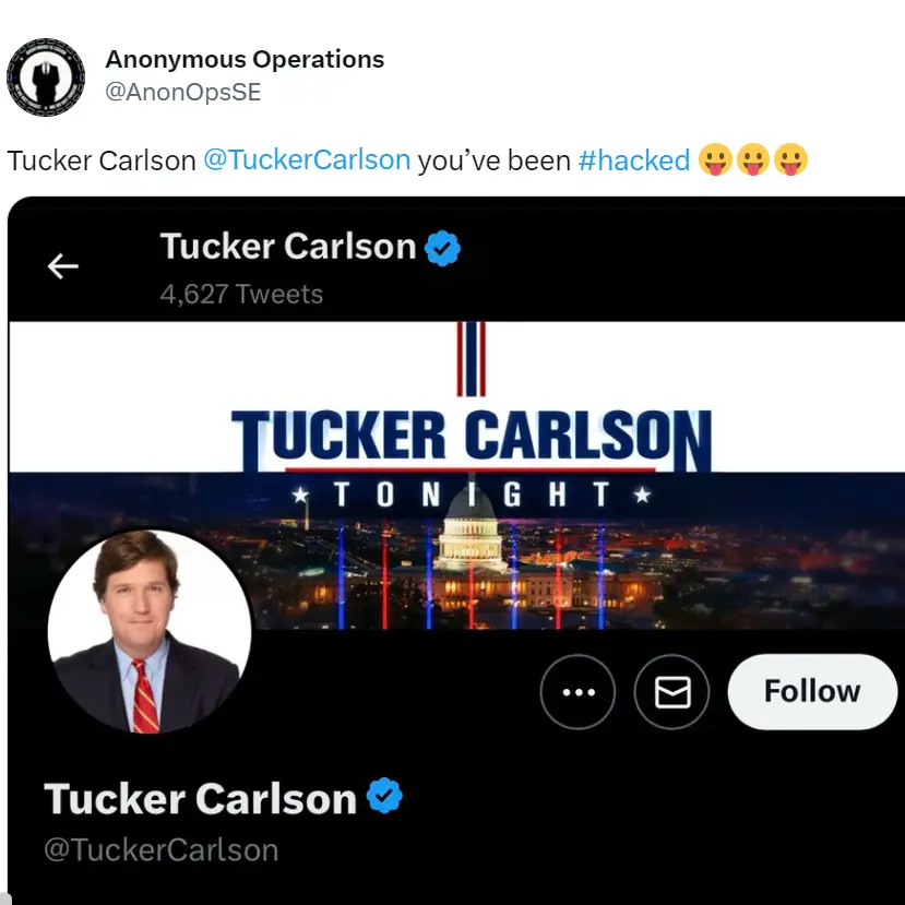 Anonymous appeared to take credit for the 'hacking'.