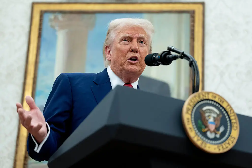 The POTUS' trade war has wreaked havoc on the global stock market (Chris Kleponis/CNP/Bloomberg via Getty Images)