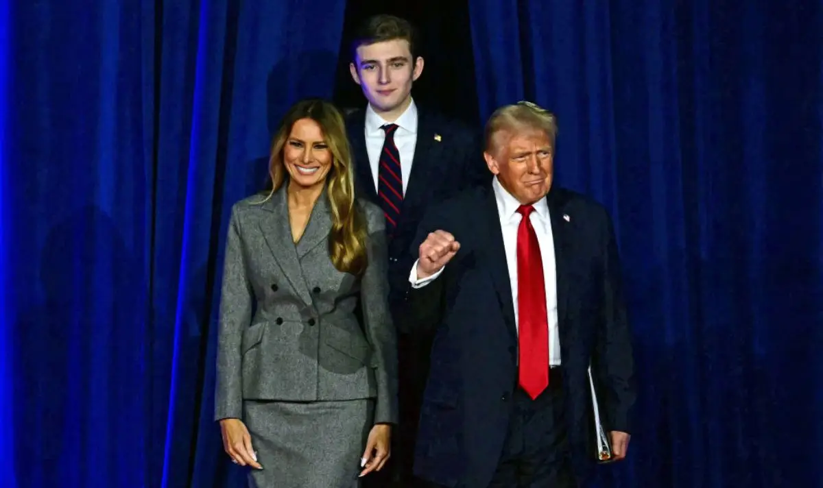President-Elect Donald Trump pictured with his wife Melania and their son Barron (JIM WATSON/AFP via Getty Images)