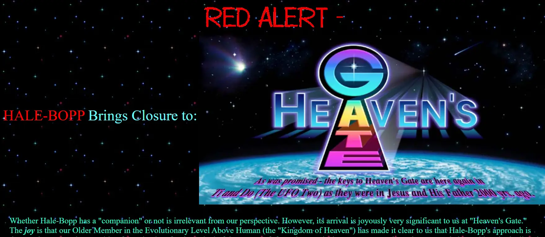 Cult Heaven's Gate website. (Heaven's Gate)