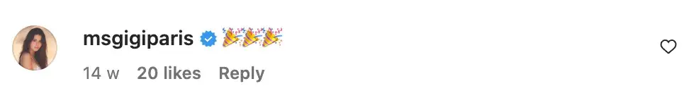 Gigi Paris once commented on one of Sweeney's posts. Credit- Instagram/ @sydney_sweeney