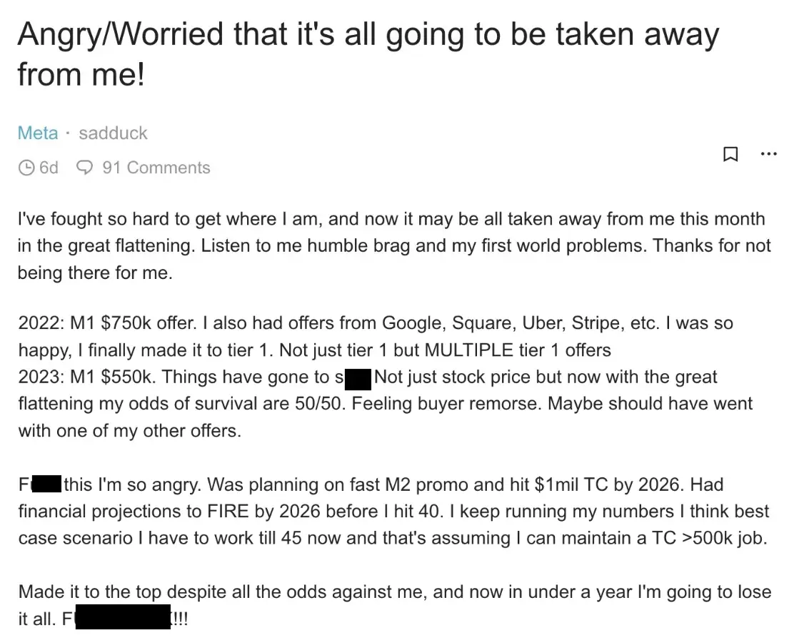 A Meta middle manager has shared their concerns about the 'great flattening'.