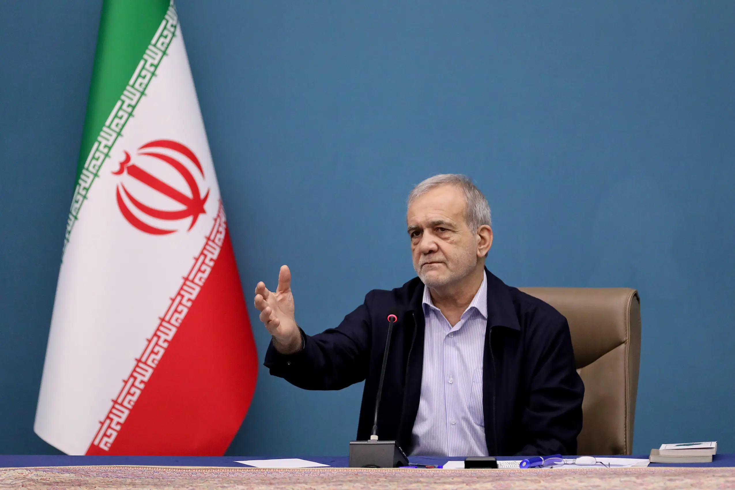 Iranian president Masoud Pezeshkian shared the message on state TV (Iranian Presidency/Anadolu via Getty Images)