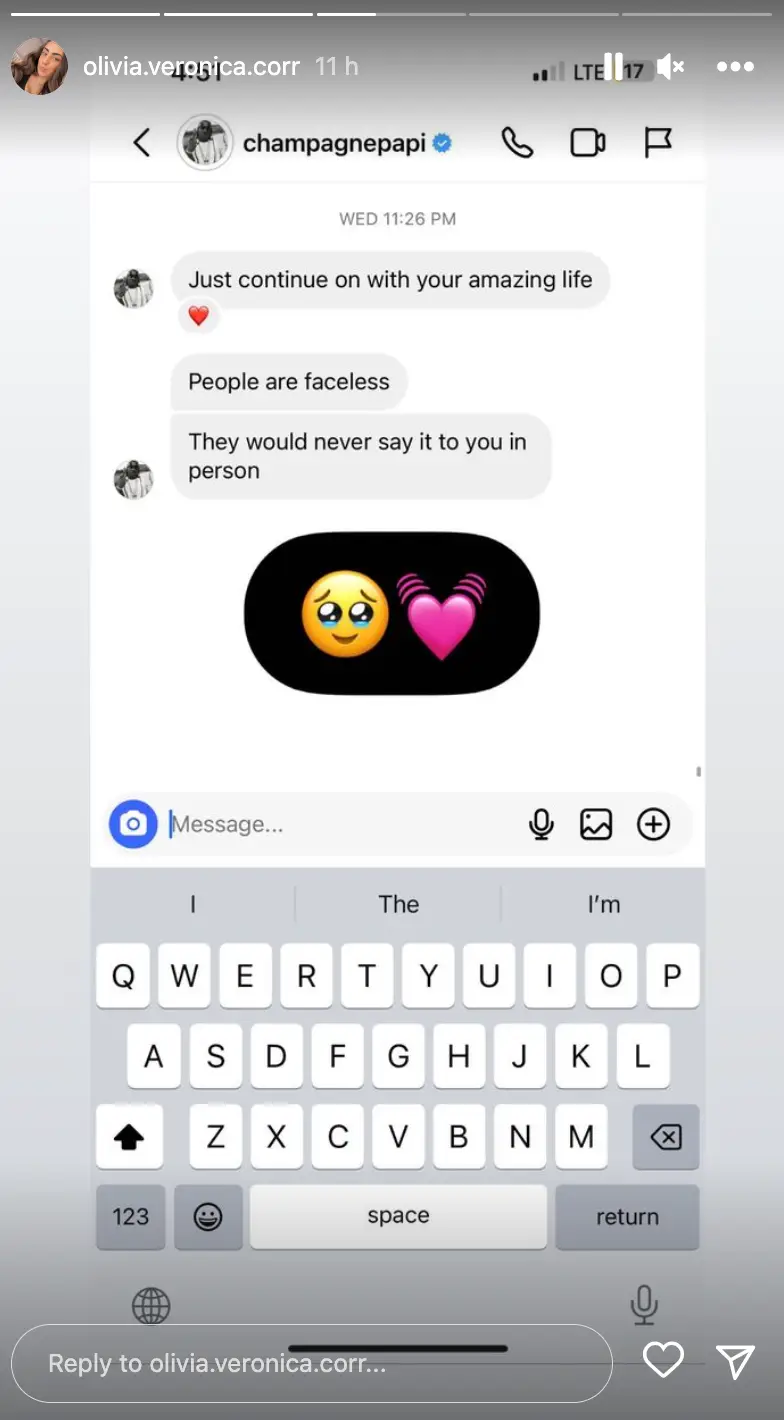 Drake sent some kind words to Correria amid trolling from other social media users.