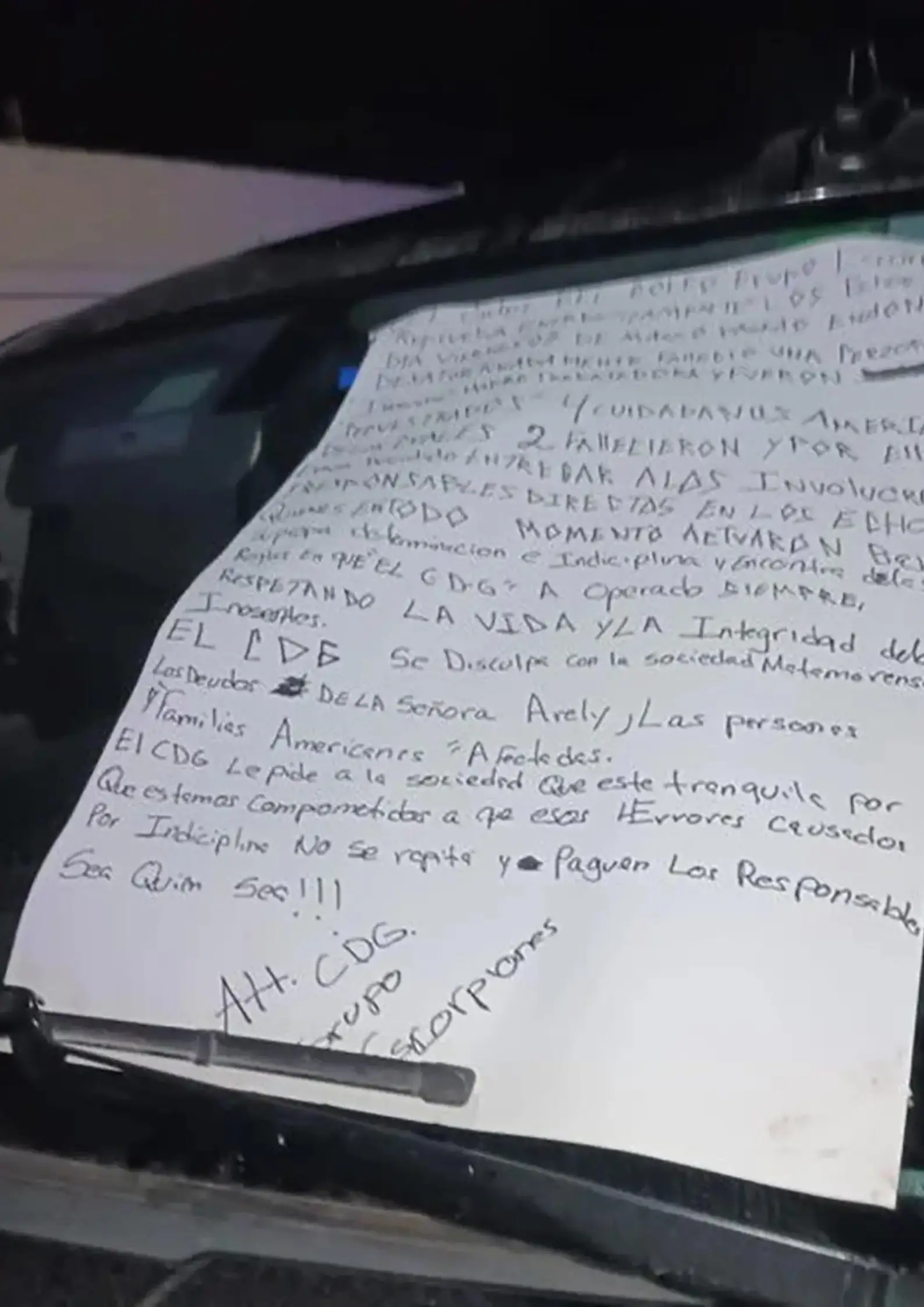 The letter explained that the five members had 'acted under their own decision-making and lack of discipline'.