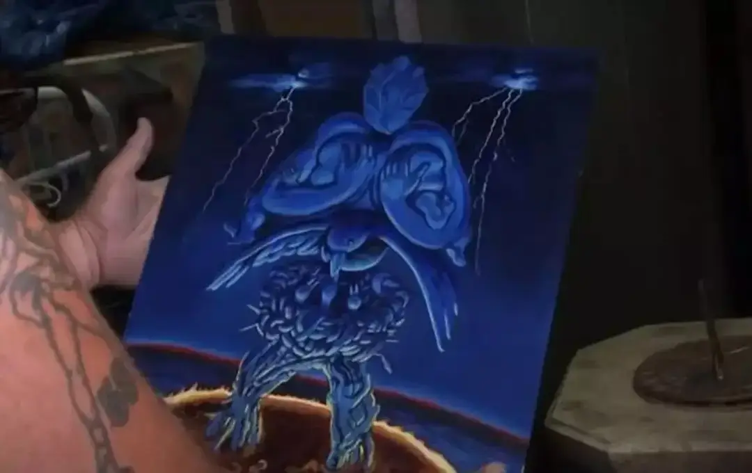 One of the paintings found in the unit (A&E)