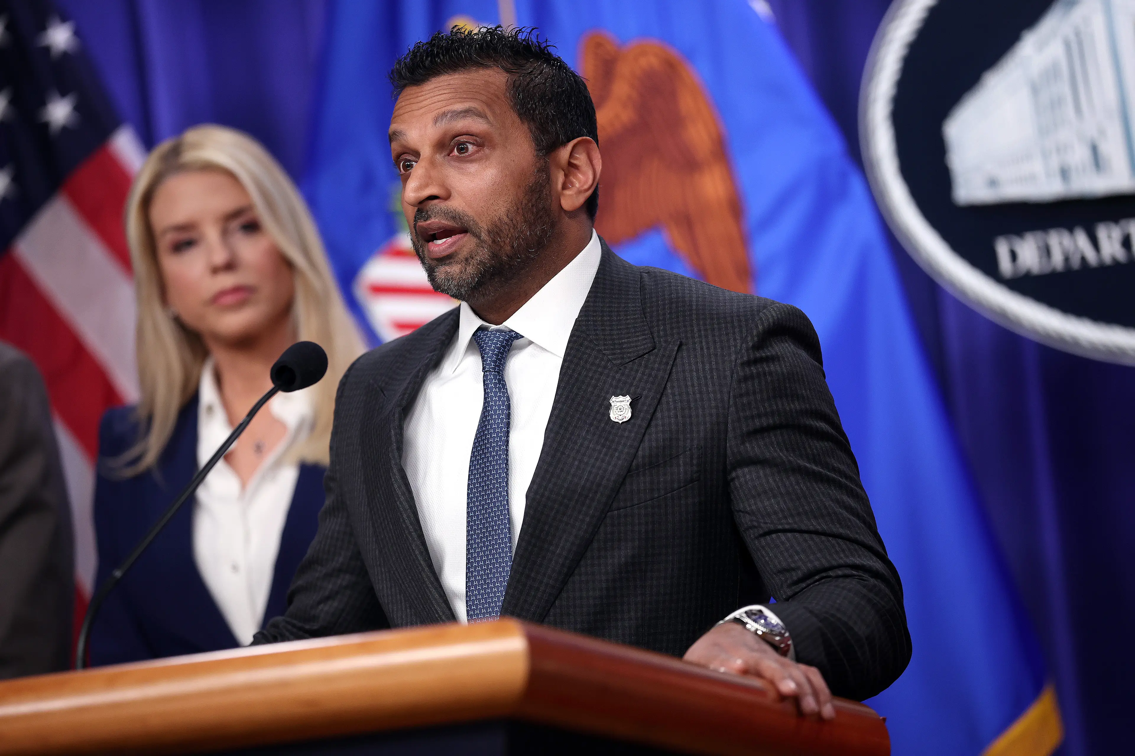 Director Patel has been slammed for putting 'the nation at greater risk' by firing staff for investigating his boss (Kevin Dietsch/Getty Images)