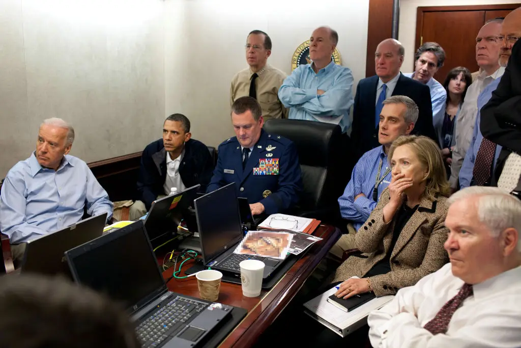 Obama and his team watch the execution from the Situation Room (Photo by Pete Souza/The White House via Getty Images) 