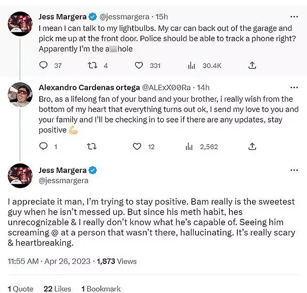 Bam Margera's brother Jess shared the 'scary' incident that led to the Jackass star being on the run from police.
