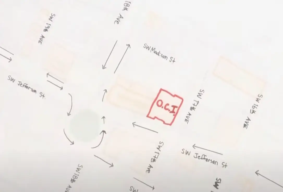 Crampton Brophy explained her movements on the day of her husband's murder with the help of a map.