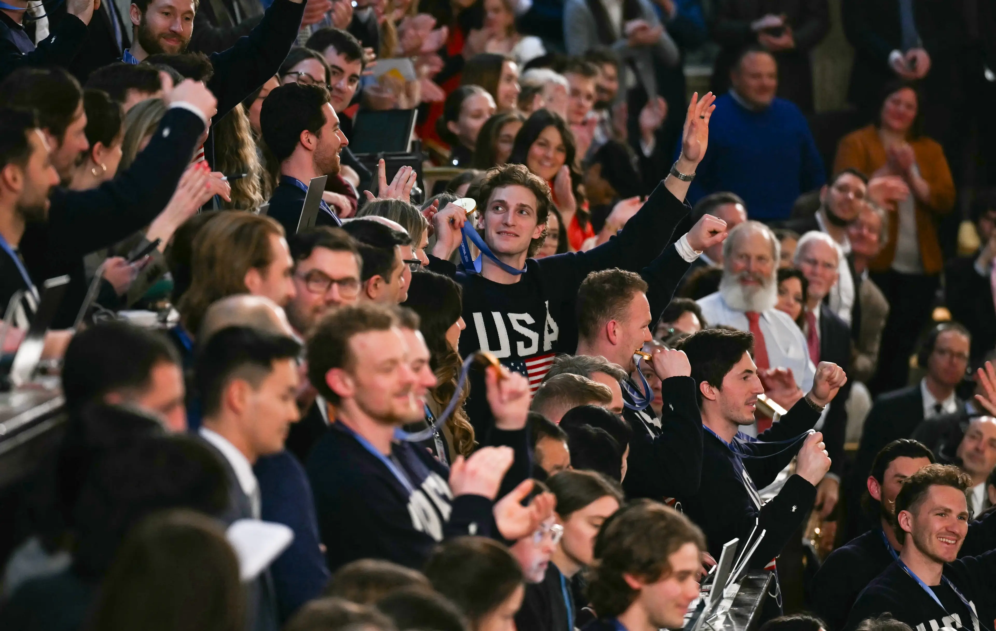 The men's team attended the state of the union address (Brendan SMIALOWSKI/AFP via Getty Images)