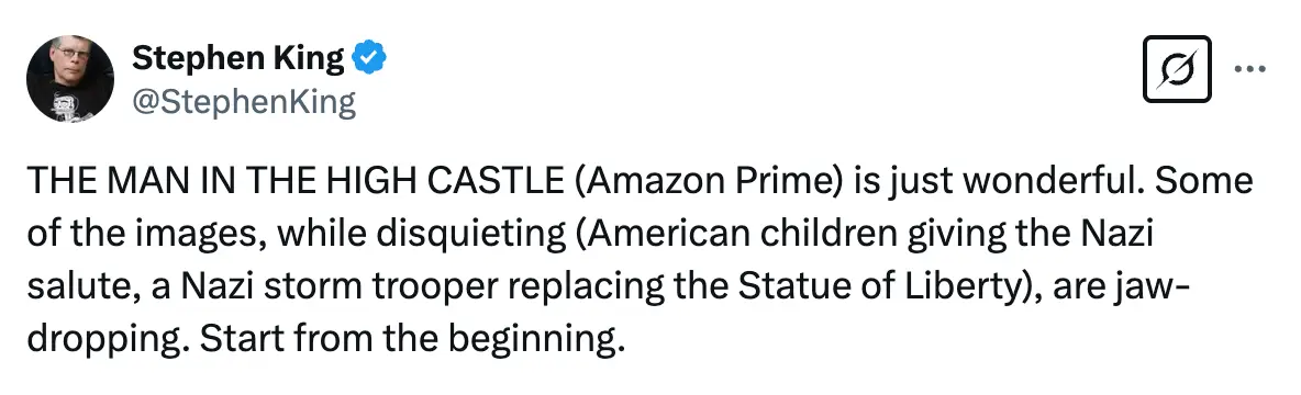 King said the series is 'wonderful' (Twitter)