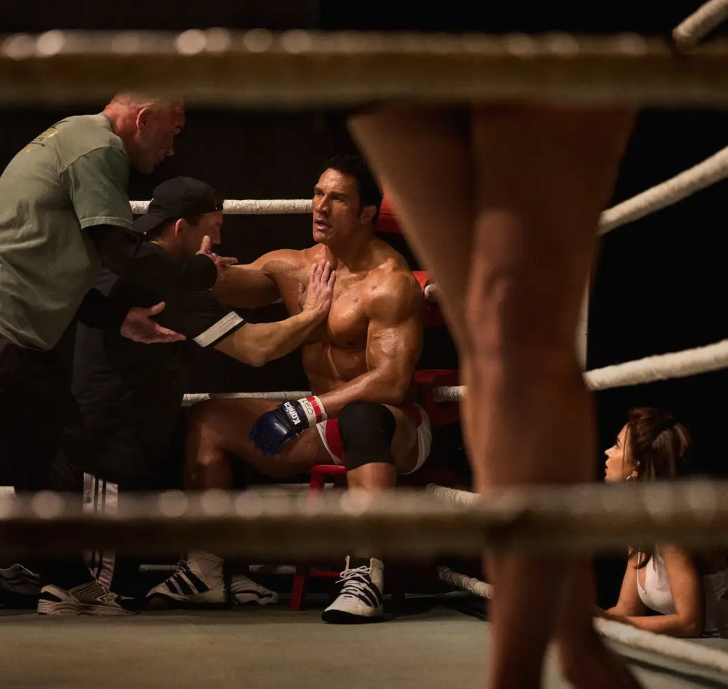 The Rock looks entirely different in character. (A24)