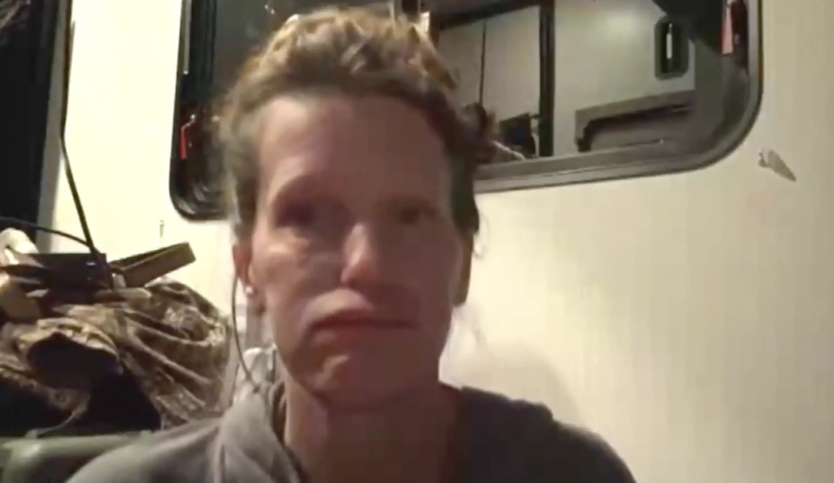 Marine Corps veteran Catherine Banks was visibly upset when walking to NBC about being 'humiliated' by Delta (NBC)