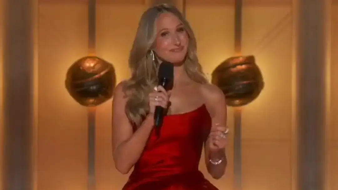 Nikki Glaser, who was hosting the Golden Globes for the second time, did not hold back during her monologue (CBS)