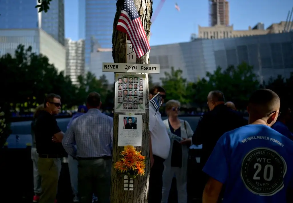 Julie Sweeney Roth has since remarried, had two children and continued volunteering with the 9/11 Memorial & Museum. (Photo by ED JONES/AFP via Getty Images)