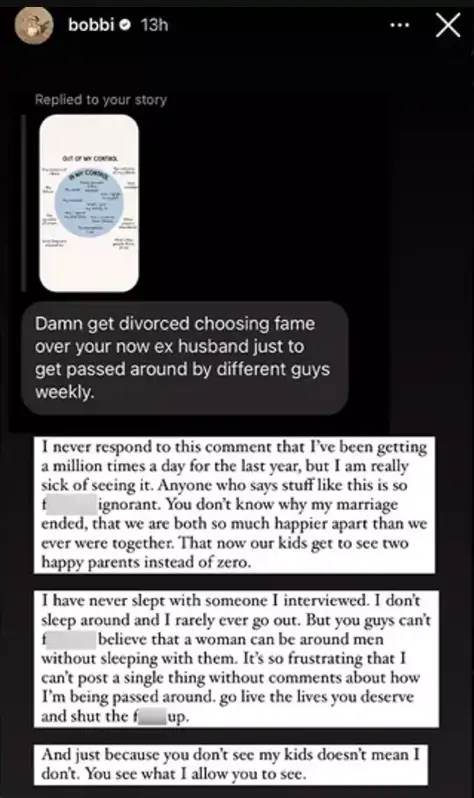 She responded to the accusations on Instagram (bobbi/Instagram)
