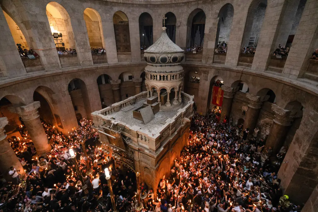 Christians believe Jesus was laid to rest at the Church of the Holy Sepulcher in Jerusalem's Old City (FAIZ ABU RMELEH/Middle East Images/AFP via Getty Images)