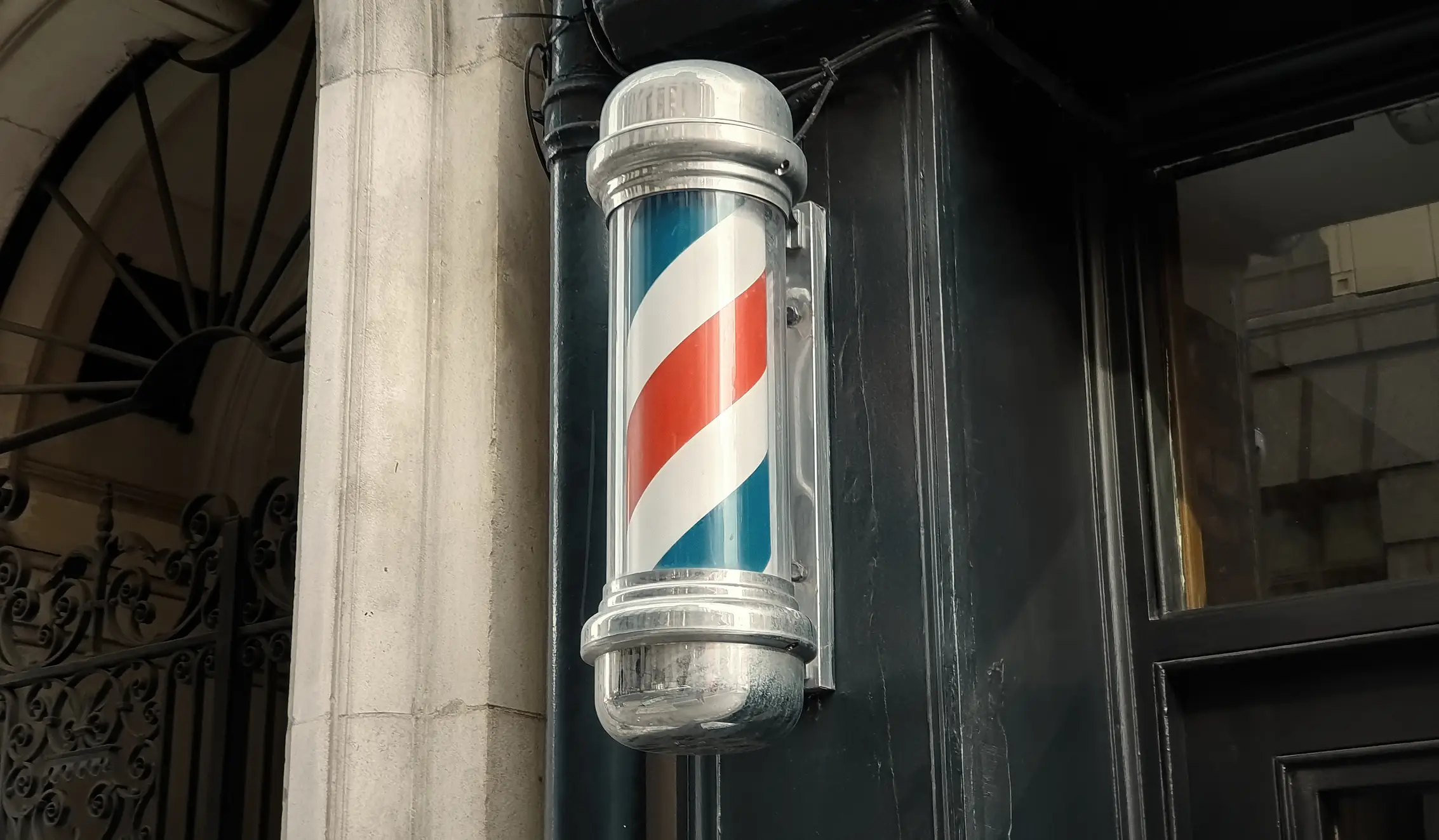 American barber's poles are red, white and blue (Getty Stock)