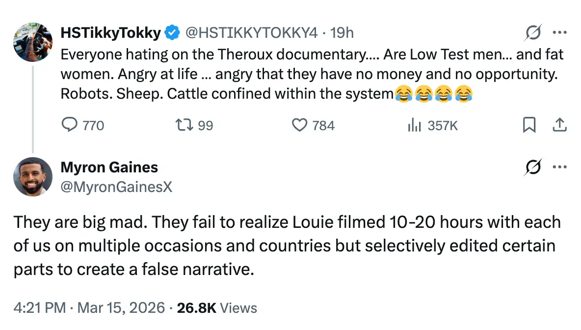 HStikkytokky and Myron Gaines have spoken out about the documentary (Twitter)
