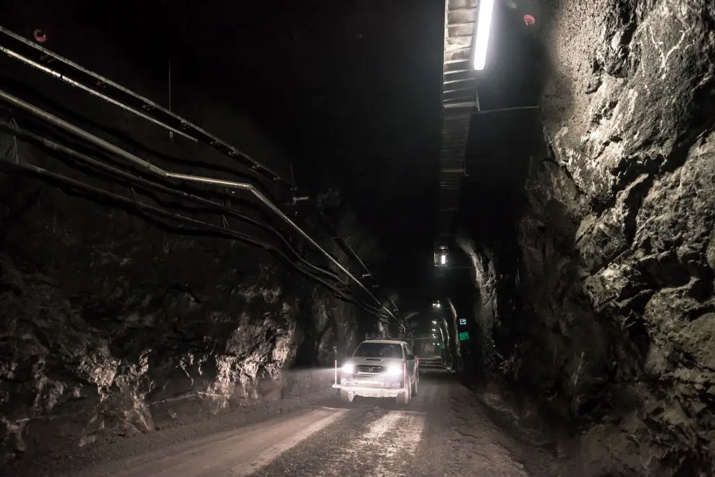 A car drives in the access tunnel of Posiva's spent nuclear fuel repository Onkalo back in 2017 (Antti Yrjonen/NurPhoto via Getty Images)