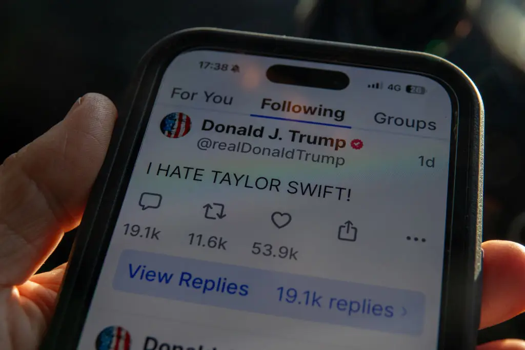 Donald Trump was not happy when Taylor Swift endorsed Kamala Harris in the last election (Photo by Anna Barclay/Getty Images)