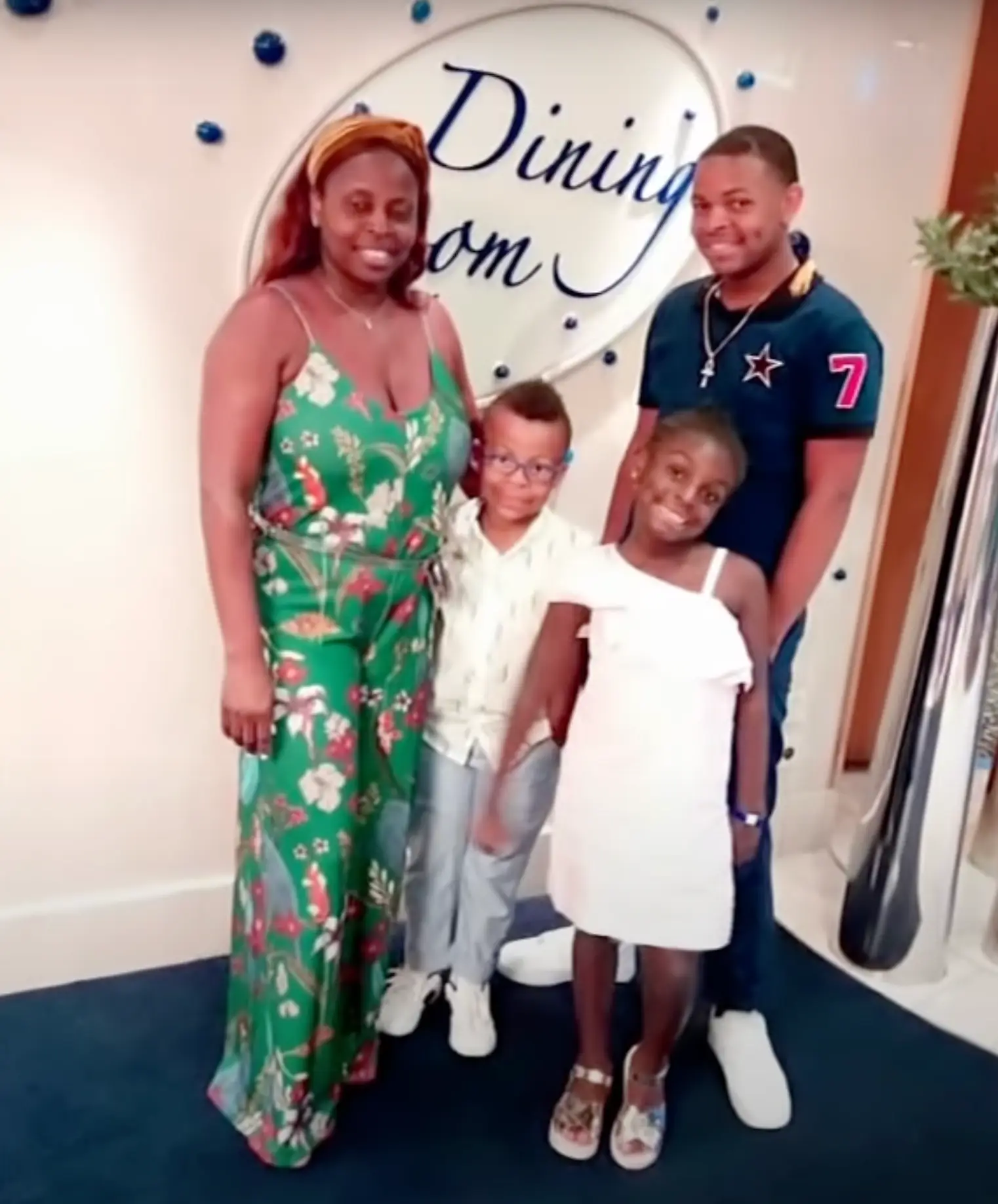 Tisha LaSaine and her three children, including eldest Kaseem, missed their cruise due to 'crew issues' with flight (ABC7)