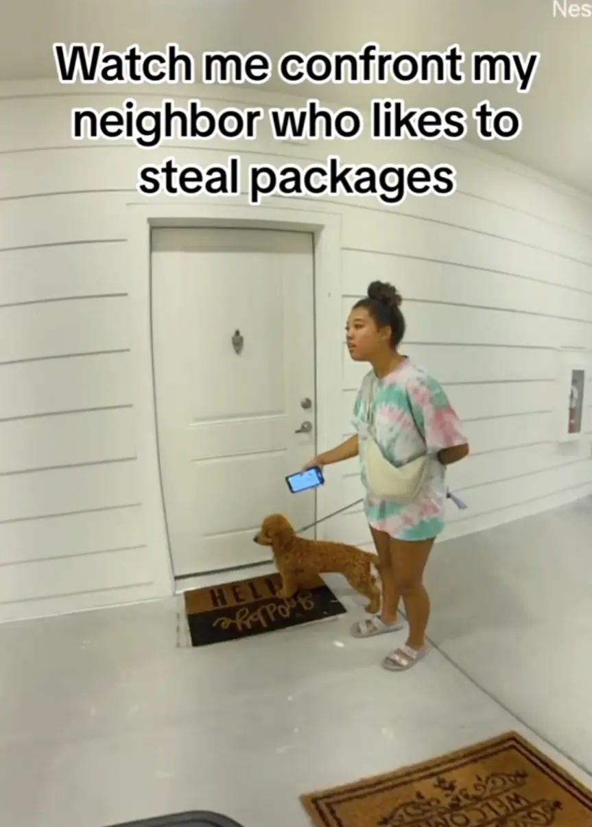 The TikToker wasn't having it and confronted her neighbor over the theft.