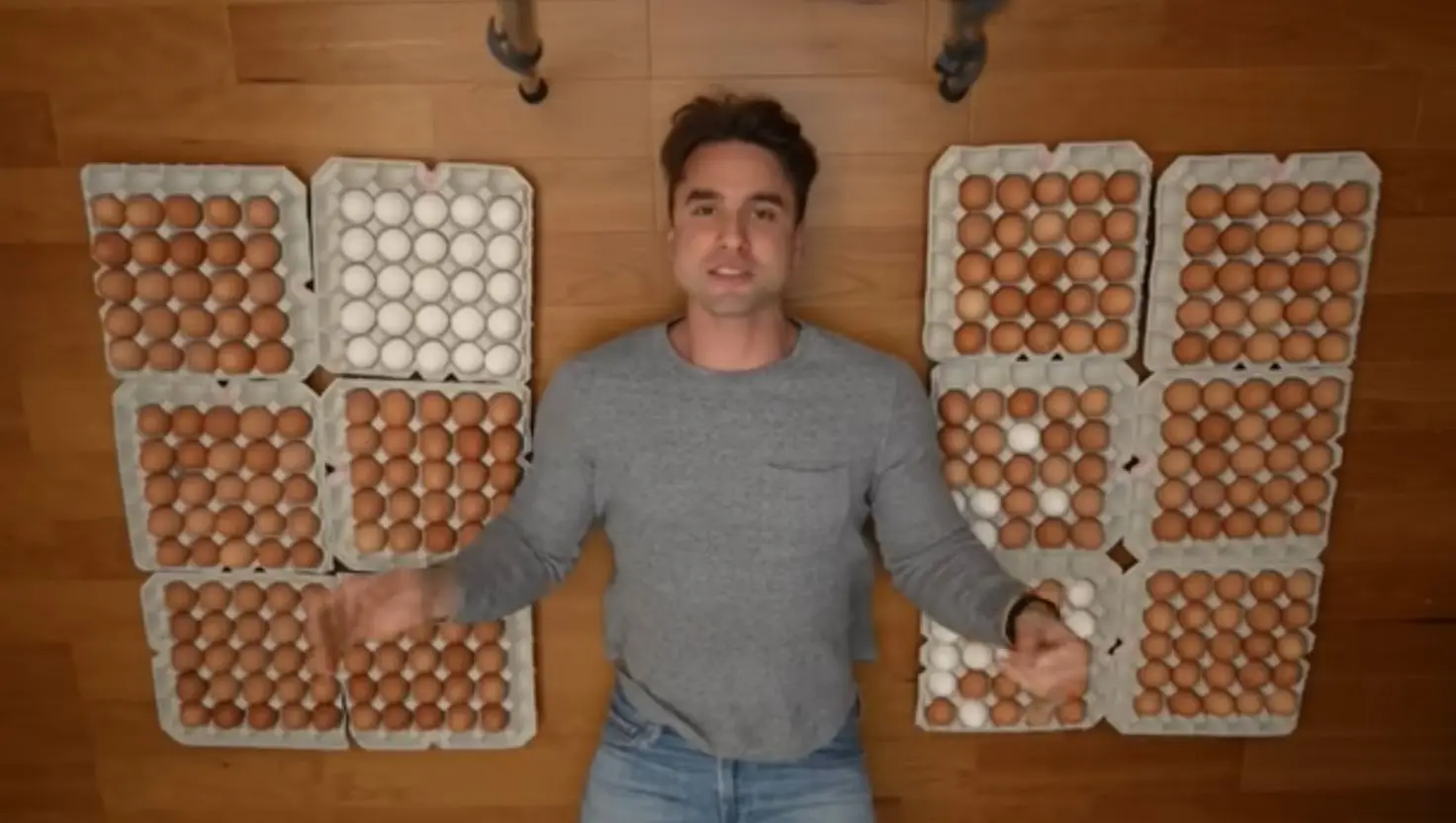 The YouTuber was determined to eat 30 eggs per day (YouTube/What I've Learned)
