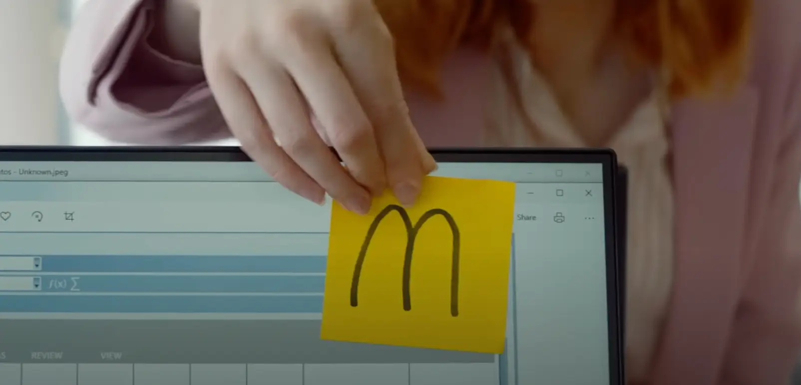 The closest reference we get to McDonald's in the ad.