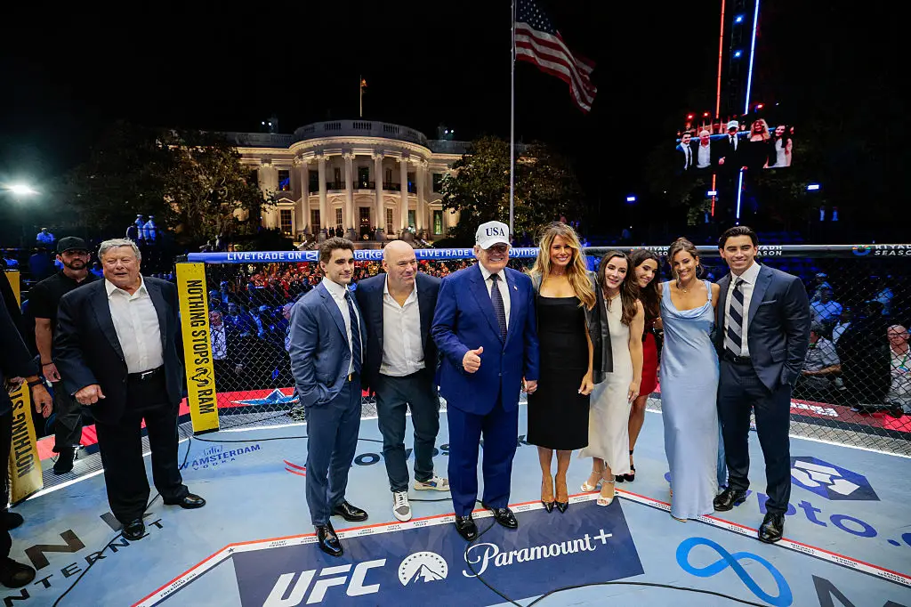 Trump in the UFC arena outside the White House (Evan Vucci/Reuters/Bloomberg via Getty Images)