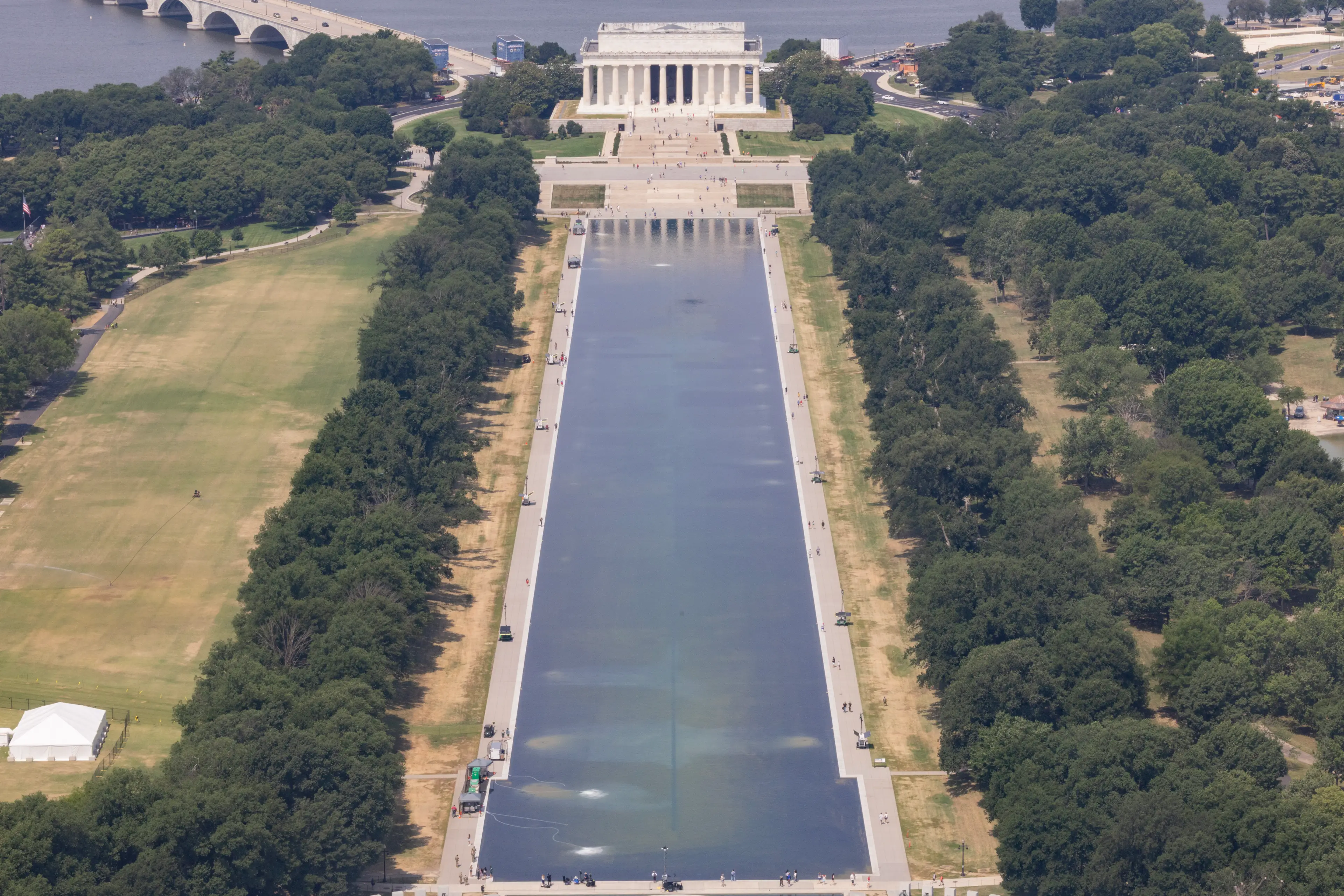 The National Park Service confirmed that a gash has been made in the pool's lining (Tyler M. Andrews/The Washington Post via Getty Images)