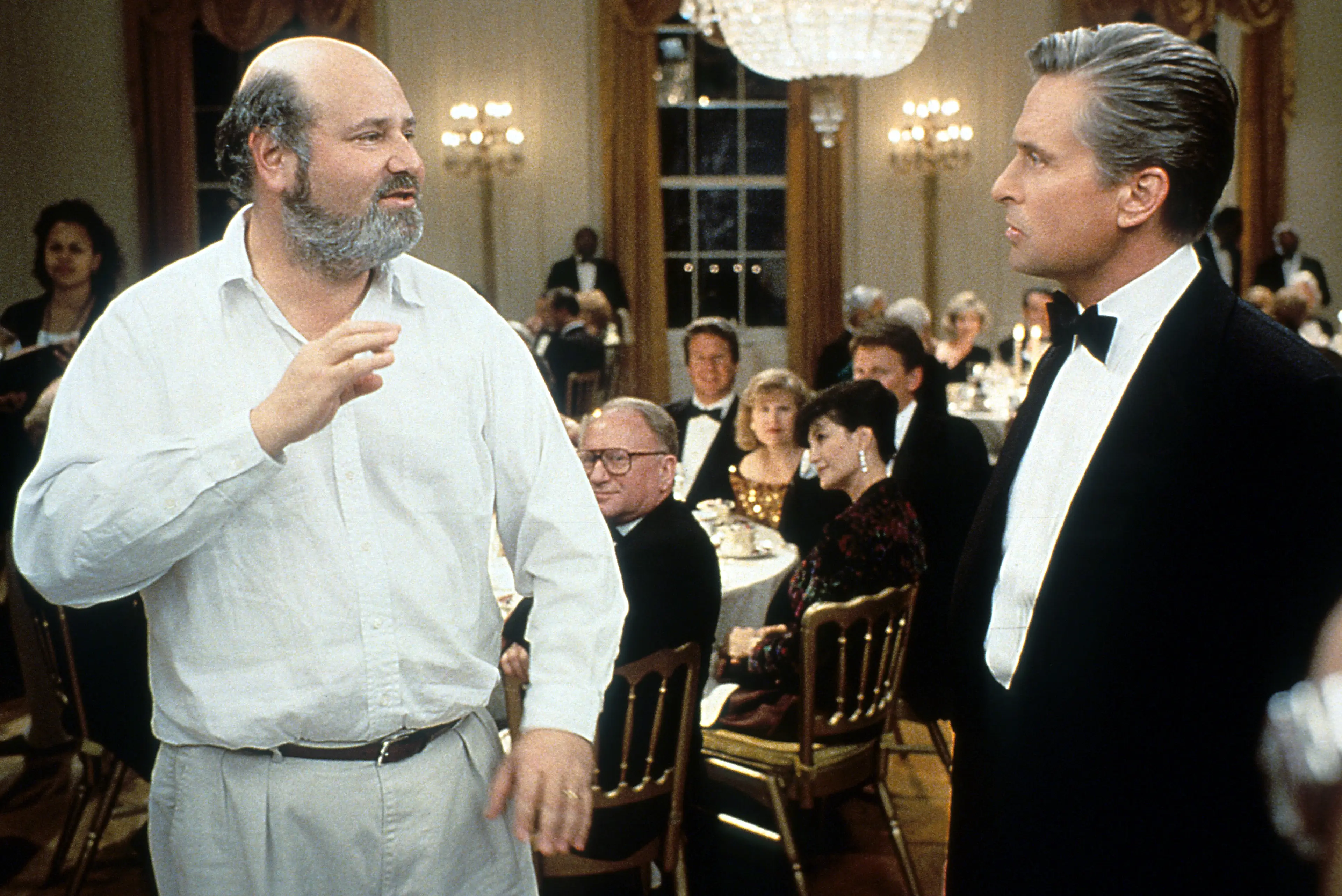 Rob Reiner and Michael Douglas seen on the set of The American President (Universal/Getty Images)