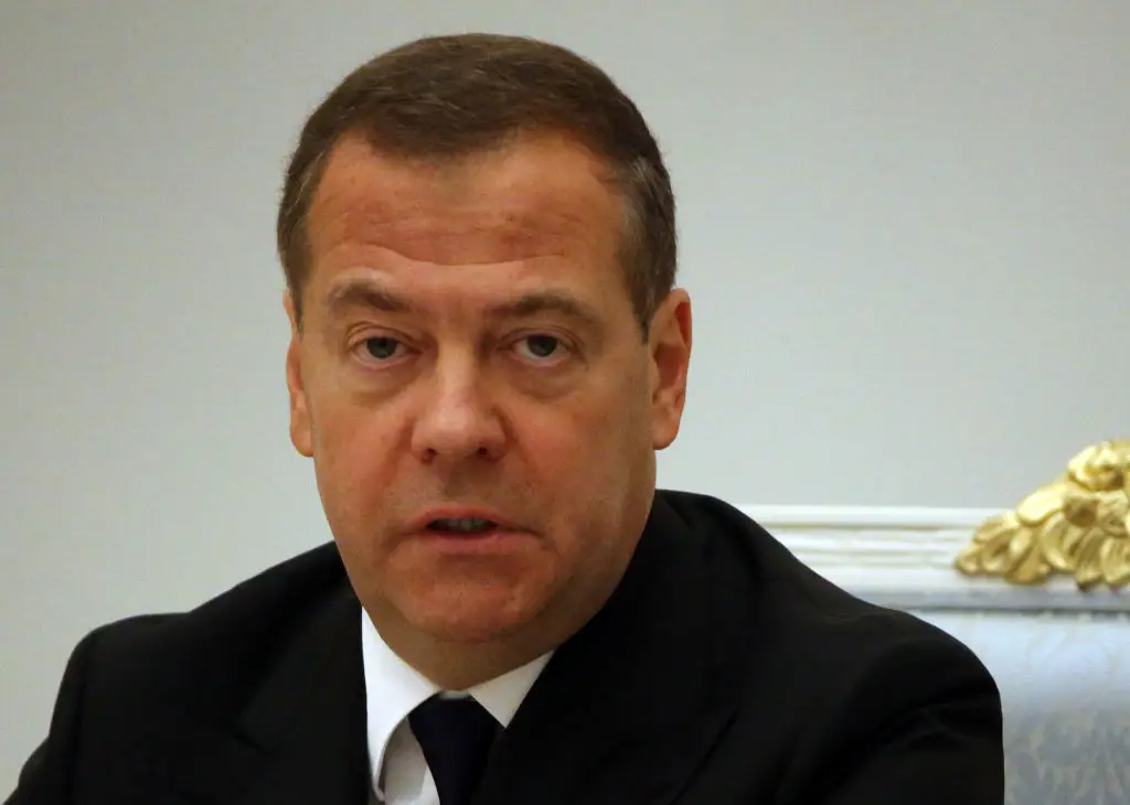 Russian Security Council official Dmitry Medvedev has issued a scathing warning to Trump (Contributor/Getty Images)