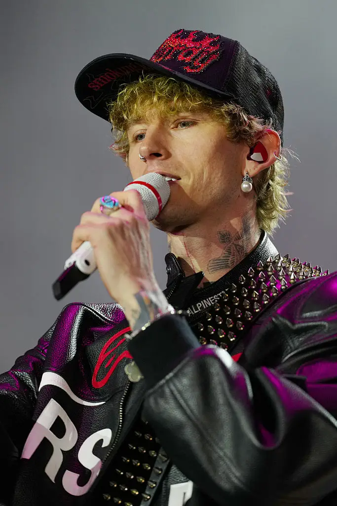 MGK performed at the F1 Grand Prix in Las Vegas on Friday (Louis Grasse - Formula 1/Formula 1 via Getty Images)