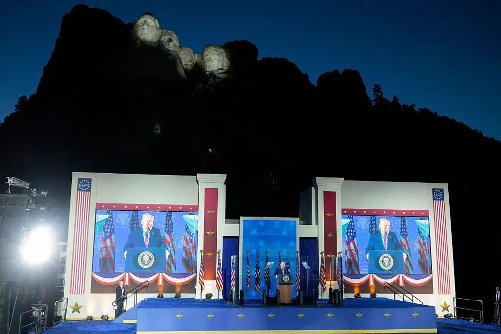Trump stood and explained that other nations are trying to copy the US (Photo by Chip Somodevilla/Getty Images)