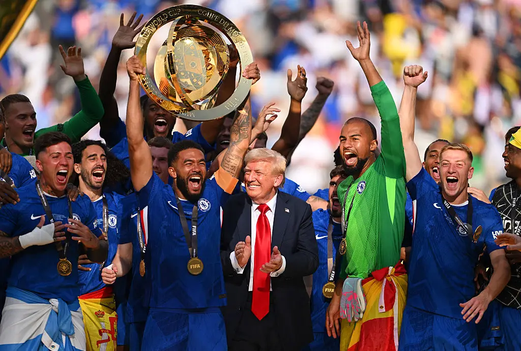 It's not the first time Trump has crashed the party. He also took to the stage as Chelsea won the Club World Cup last year (Photo by David Ramos/Getty Images)