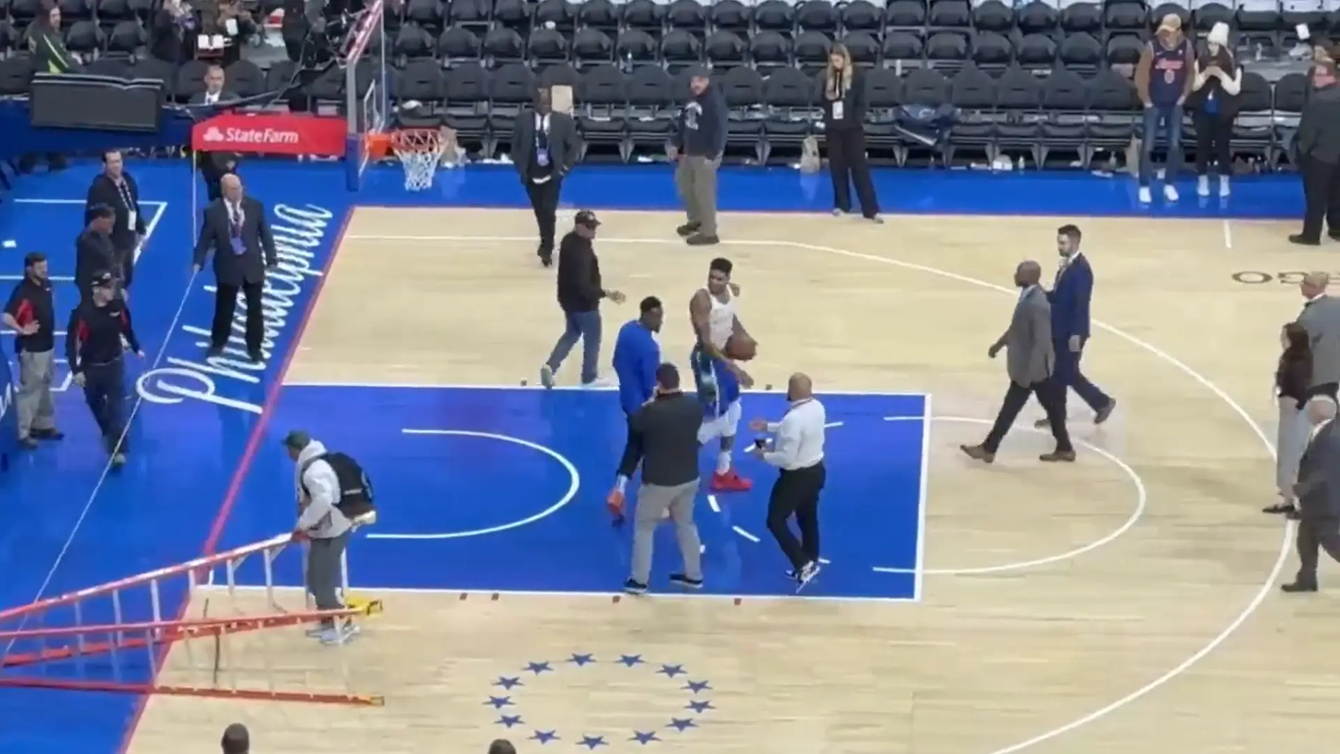 People were left shocked when the ladder fell.